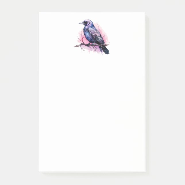 Notas Post-it® Raven negro en un Ilustracion de sucursal (Anverso)