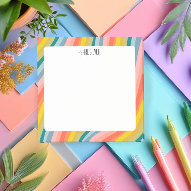 Notas Post-it® Rayas arcoiris PERSONALIZADO Moda Monograma person (Rainbow Stripes CUSTOM Chic Monogram Personalized Post-it Notes
)