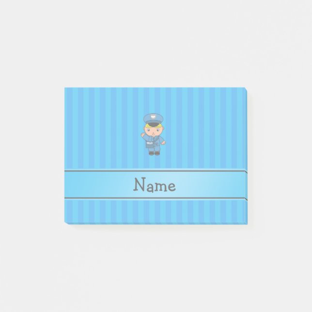 Notas Post-it® Rayas azules personalizadas del cartero conocido (Anverso)