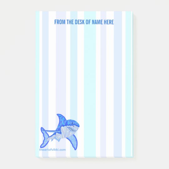 Notas Post-it® Rayas coloridas azules del mar del tiburón blanco