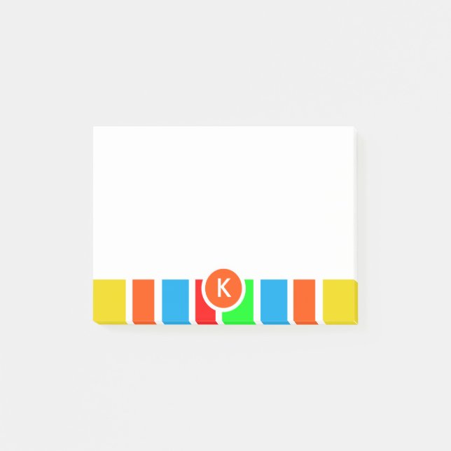 Notas Post-it® Rayas coloridas del monograma (Anverso)