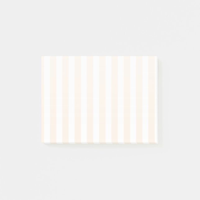 Notas Post-it® Rayas de caramelo beige y blanco (Anverso)