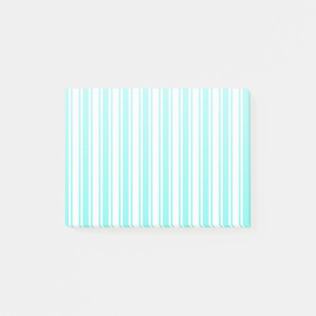 Notas Post-it® Rayas de caramelo blanco y turquesa (Anverso)