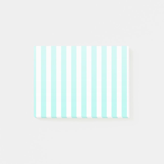 Notas Post-it® Rayas de caramelo blanco y turquesa (Anverso)