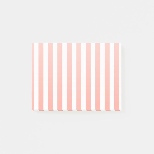 Notas Post-it® Rayas de caramelo de coral y blanco (Anverso)