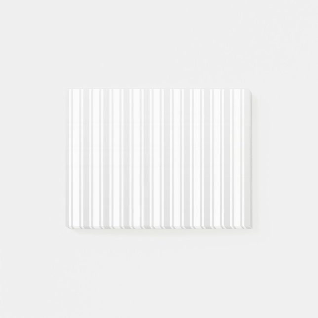 Notas Post-it® Rayas de caramelo gris claro y blanco (Anverso)