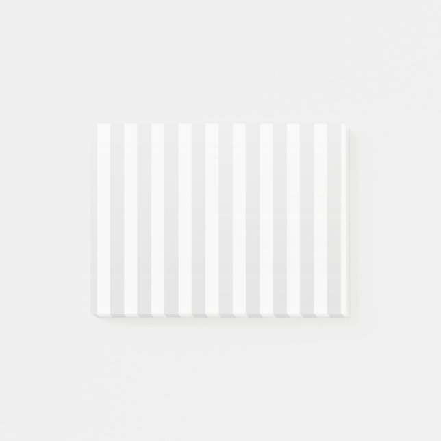 Notas Post-it® Rayas de caramelo gris claro y blanco (Anverso)