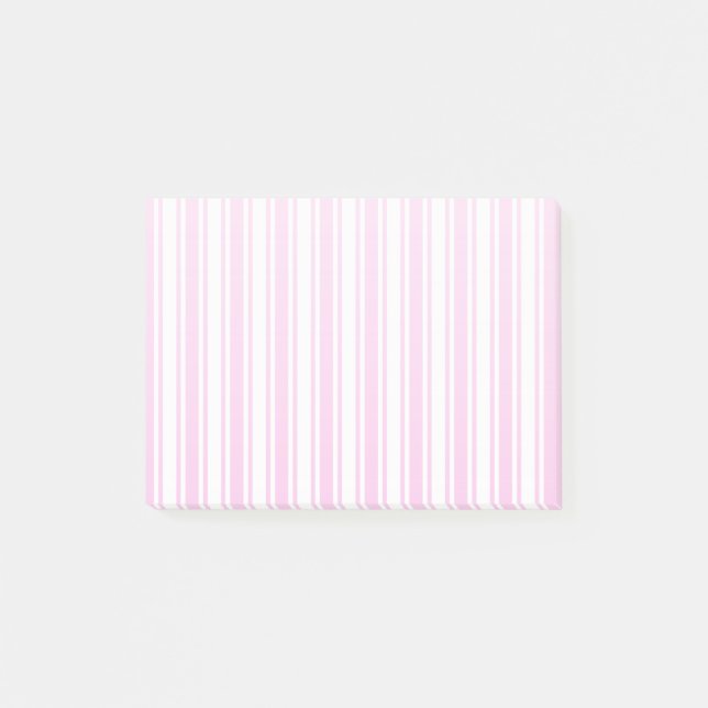 Notas Post-it® Rayas de caramelo rosa claro y blanco (Anverso)