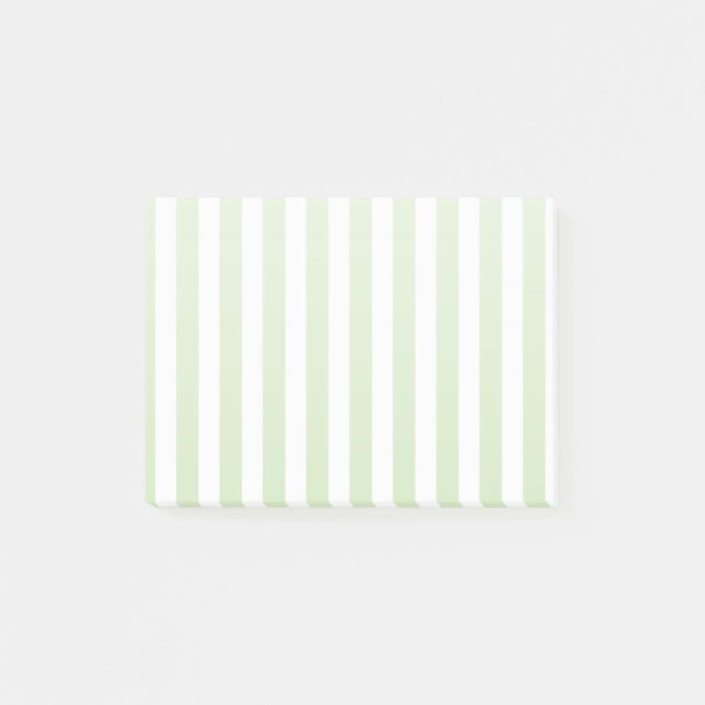 Notas Post-it® Rayas de caramelo verde claro y blanco (Anverso)