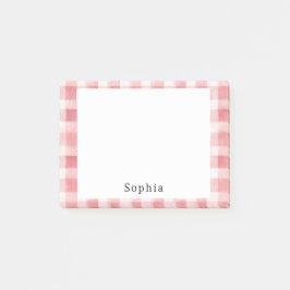 Notas Post-it® Rayas de Cuadro Blancas Rosa Suave Femenino