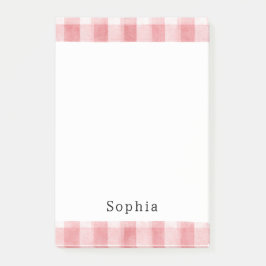 Notas Post-it® Rayas de Cuadro Blancas Rosa Suave Femenino