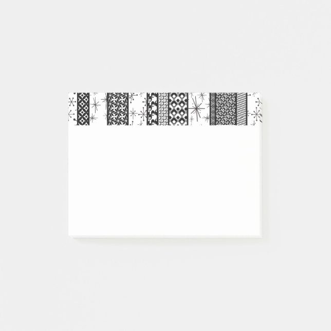 Notas Post-it® Rayas de patrón retro en blanco y negro 1 (Anverso)