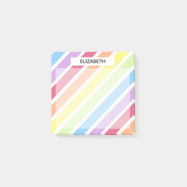 Notas Post-it® Rayas diagonales de arcoíris pastel personalizable