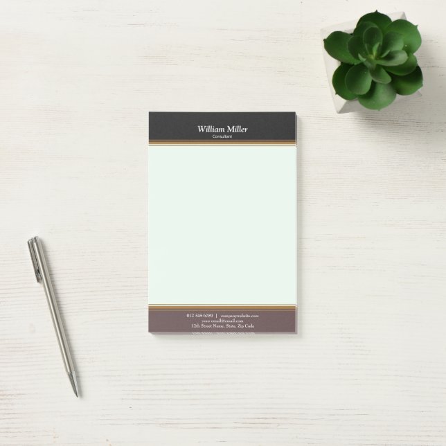 Notas Post-it® Rayas marrones negros Minimalistas modernos (Oficina)