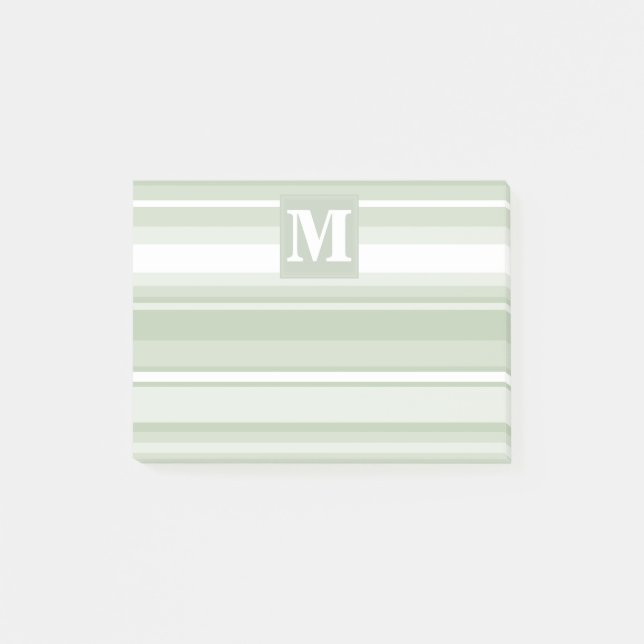 Notas Post-it® Rayas monograma verde pálido (Anverso)