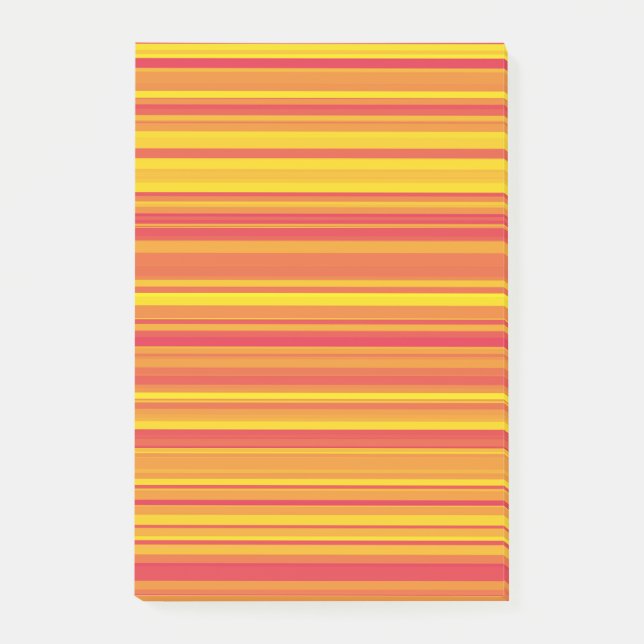 Notas Post-it® Rayas Naranjas Rojas Amarillas (Anverso)