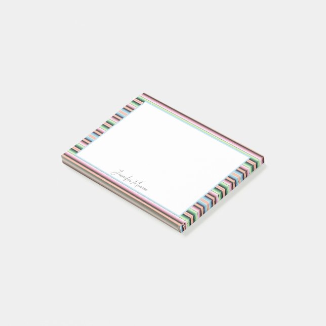 Notas Post-it® rayas pastel de serape (En perspectiva)