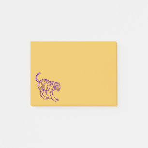 Notas Post-it® Rayas púrpuras Ilustracion de tigre de gato salvaj
