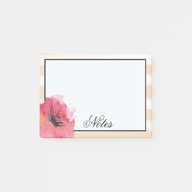Notas Post-it® Rayas románticas simples florales (Anverso)