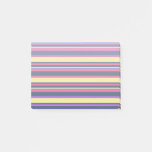 Notas Post-it® Rayas rosas, amarillas y azules