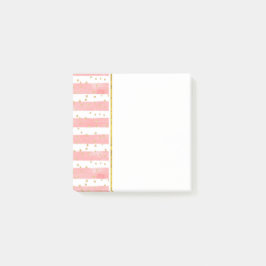 Notas Post-it® Rayas Rubor rosadas | Faux Gold Confetti