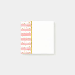 Notas Post-it® Rayas Rubor rosadas   Faux Gold Confetti
