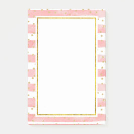 Notas Post-it® Rayas Rubor rosadas | Faux Gold Confetti