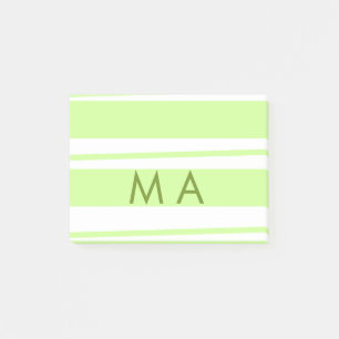 Notas Post-it® Rayas verde neón Monograma de letra de patrón grie