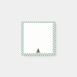 Notas Post-it® Rayas verdes, árbol de Navidad con regalo