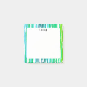 Notas Post-it® Rayas verdes Moda PERSONALIZADO Monograma personal