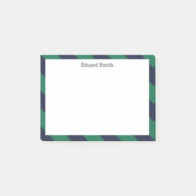 Notas Post-it® Rayas verdes y azules de la marina (Anverso)