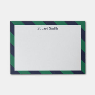 Notas Post-it® Rayas verdes y azules de la marina