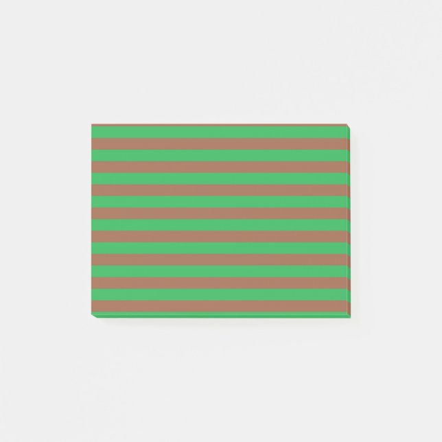 Notas Post-it® Rayas verdes y marrones (Anverso)