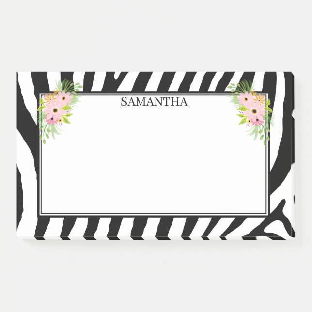 Notas Post-it® Rayas Y Flores De Cebra (Anverso)