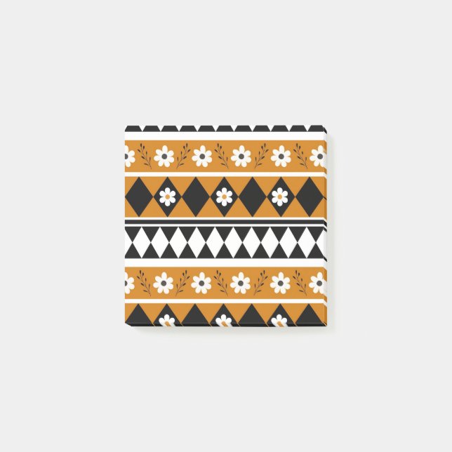 Notas Post-it® Rayo de borde Flor Diamante Boho Patrón floral (Anverso)