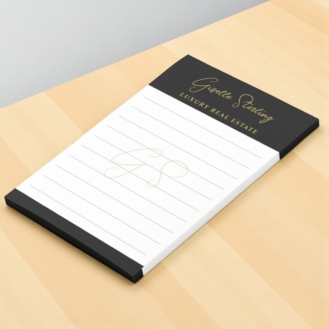Notas Post-it® Real Estate Black Gold Script Profesional de lujo (Subido por el creador)