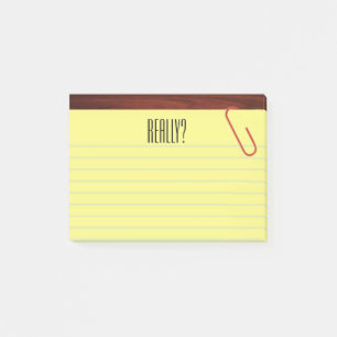 Notas Post-it® "Realmente?" Cojín legal en 4X3 divertido de