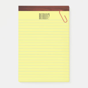 Notas Post-it® "Realmente?" Cojín legal en 4X6 divertido de