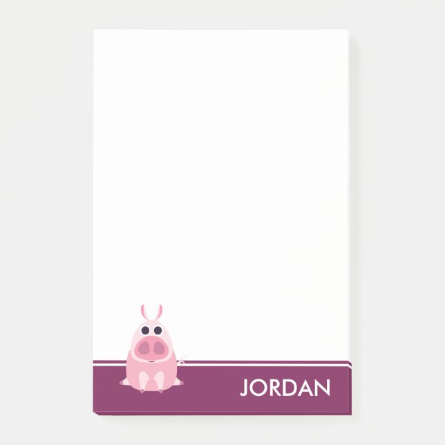 Notas Post-it® Receloso el cerdo (Anverso)