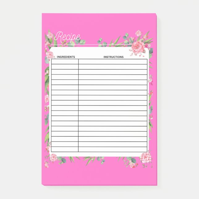 NOTAS POST-IT® RECETA, COCINA, CHEF, (Anverso)