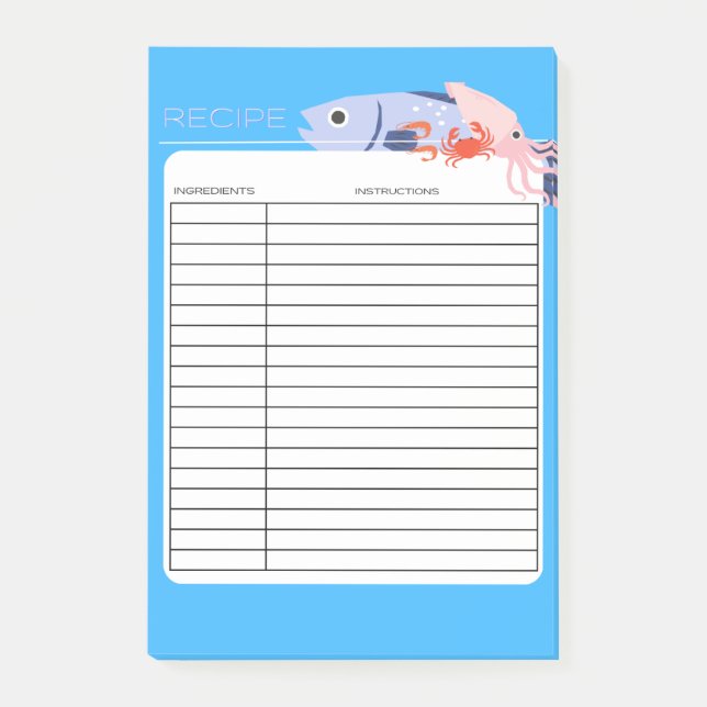 NOTAS POST-IT® RECETA DE MARISCO (Anverso)