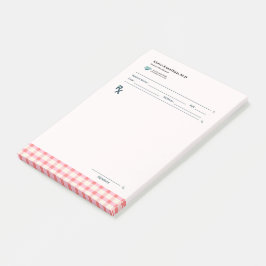 Notas Post-it® Recetas de Gingham Rosa Rubor Cuadros Femenino Lin