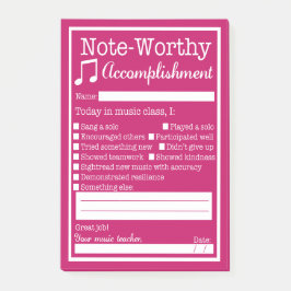 Notas Post-it® Reconocimiento de estudiante de clase musical