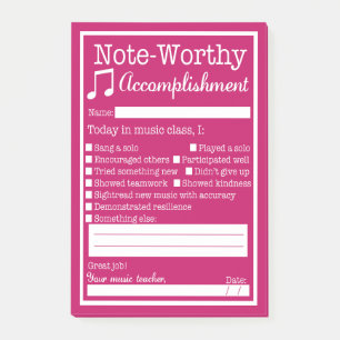 Notas Post-it® Reconocimiento de estudiante de clase musical