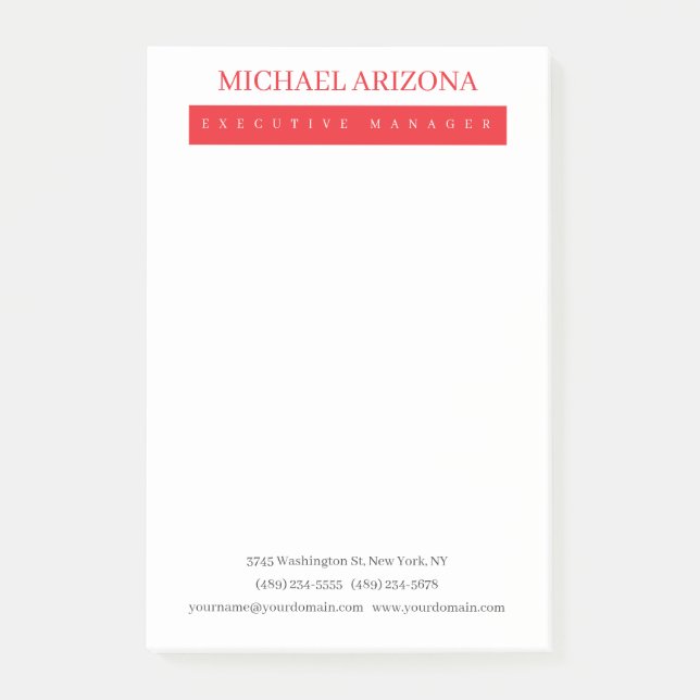 Notas Post-it® Red Black & White Minimalist Simple Plain Modern (Anverso)