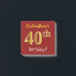 Notas Post-it® Red, Faux Gold 40th Birthday, con nombre personali<br><div class="desc">Este sencillo diseño de notas muestra un mensaje como "¡Cumpleaños 40 de CustomName!", con el "40" con un aspecto falso/imitación de color dorado, en un fondo de color rojo. El nombre se puede personalizar. Notas como estas podrían ser usadas como decoraciones en una fiesta de cumpleaños para alguien que está...</div>