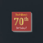 Notas Post-it® Red, Faux Gold 70th Birthday, con nombre personali<br><div class="desc">Este sencillo diseño de notas muestra un mensaje como "¡Cumpleaños 70 del nombre de pila!", donde el "70" tiene un aspecto falso/imitación de color dorado, en un fondo de color rojo. El nombre se puede personalizar. Notas como estas podrían ser usadas como decoraciones en una fiesta de cumpleaños para alguien...</div>