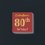 Notas Post-it® Red, Faux Gold 80th Birthday, con nombre personali<br><div class="desc">Este sencillo diseño de notas muestra un mensaje como "¡Cumpleaños 80 de CustomName!", con el "80º" con un aspecto falso/imitación de color dorado, en un fondo de color rojo. El nombre se puede personalizar. Notas como estas podrían ser usadas como decoraciones en una fiesta de cumpleaños para alguien que está...</div>