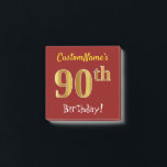 Notas Post-it® Red, Faux Gold 90th Birthday, con nombre personali<br><div class="desc">Este sencillo diseño de notas muestra un mensaje como "¡Cumpleaños 90 de CustomName!", con el "90" con un aspecto de color falso/imitación dorado, en un fondo de color rojo. El nombre se puede personalizar. Notas como estas podrían ser usadas como decoraciones en una fiesta de cumpleaños para alguien que está...</div>