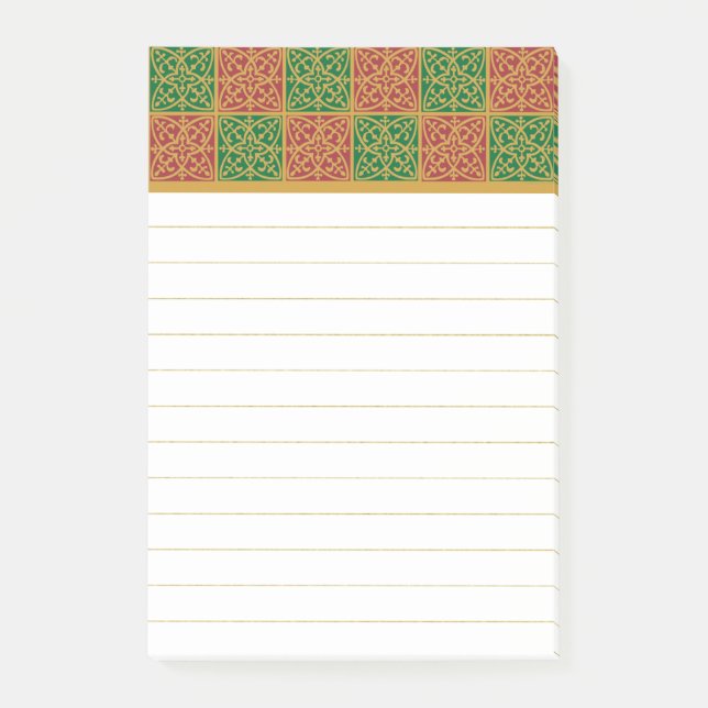 Notas Post-it® Red Green Fleur des Lis Art Lined Stickies (Anverso)